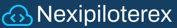 A dark blue banner or label featuring a light blue cloud icon with two chevrons and the white text 'Nexipiloterex'.